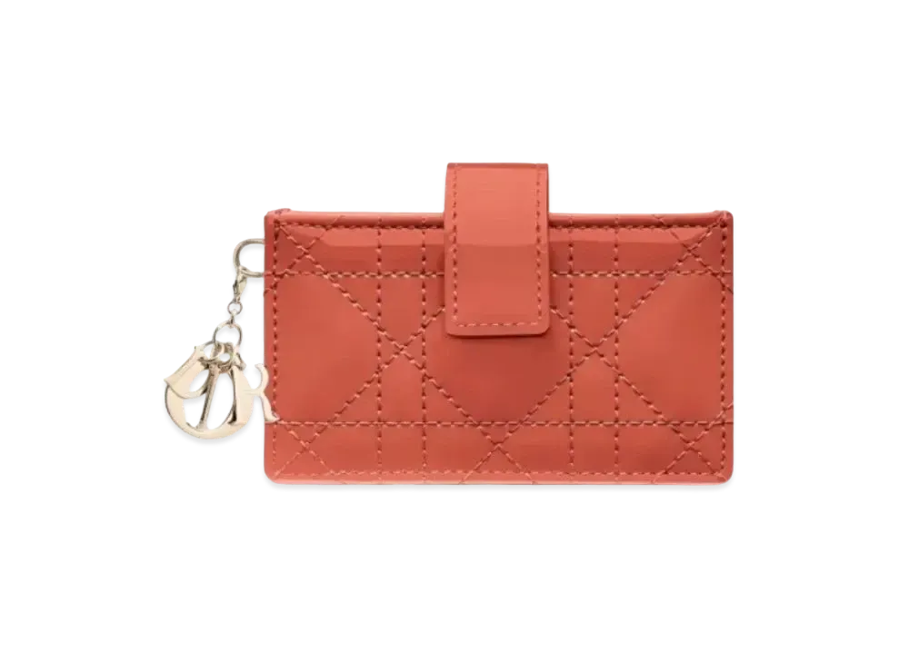 Dior Indian Red Small Pattern Leather Cannage Pattern 5 Pocket Card Holder "Brown"