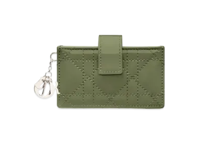 Dior Cow Leather Card Holder "Jade Gray"