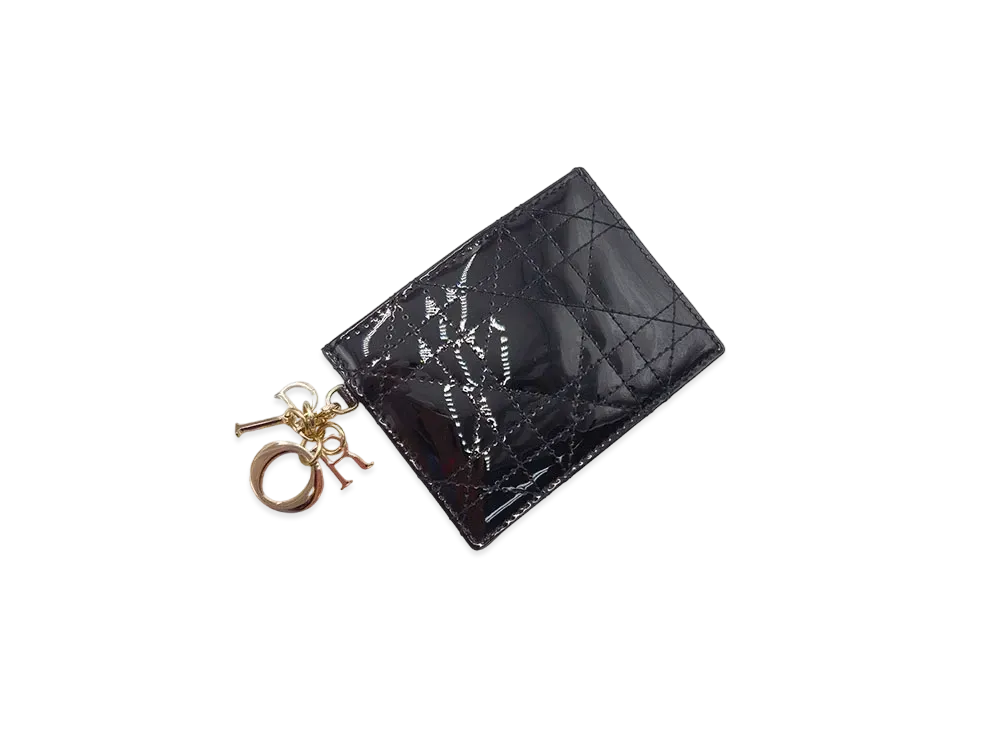 Dior Lady Dior Cannage Patent Curf Pickup Case "Black"