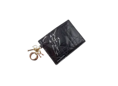 Dior Lady Dior Cannage Patent Curf Pickup Case "Black"