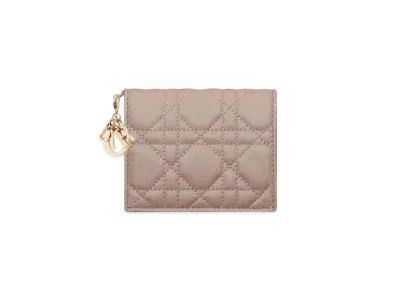 Dior Lady Dior Mini Wallet Cannage Lambskin "Taupe"