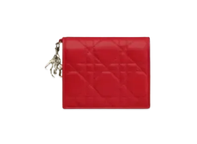 Dior Cannage Lambskin Pocket Wallet "Red"