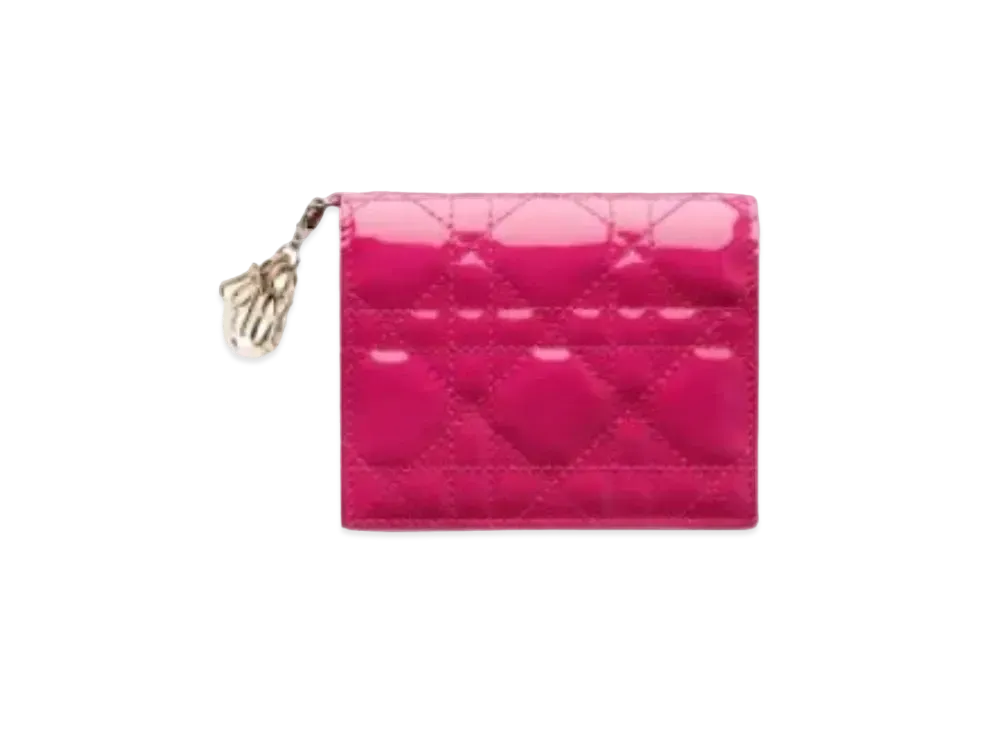 Dior Cannage Pattern Pattern Curfskin Wallet "Pink"
