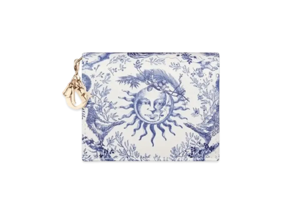 Dior Mini Lady Dior Wallet Toile de Jouy Soleil Printed Calfskin "Blue"