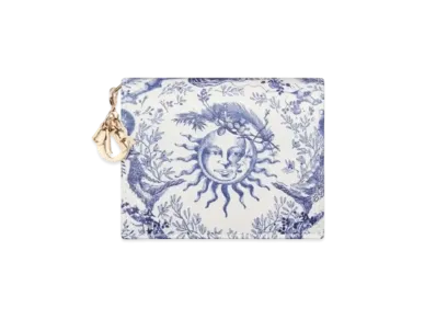 Dior Mini Lady Dior Wallet Toile de Jouy Soleil Printed Calfskin "Blue"
