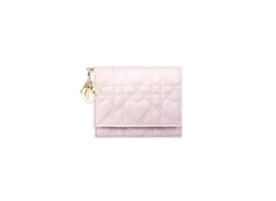 Dior Dioramour Lady Dior Lotus Wallet Cannage Lambskin "Pale Pink"