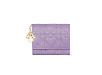 Dior Lady Dior Lotus Wallet Cannage Lambskin Japan Exclusive "Lilac"