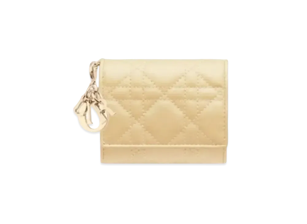 Dior Lady Dior Lotus Wallet Cannage Lambskin "Pale Yellow"