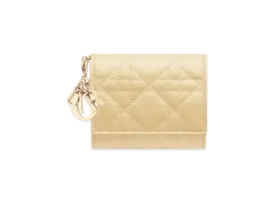 Dior Lady Dior Lotus Wallet Cannage Lambskin "Pale Yellow"
