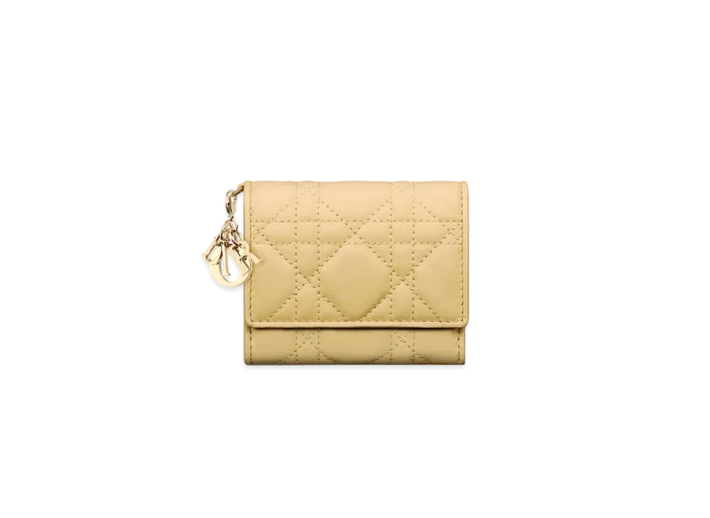 Dior Lady Dior Lotus Wallet Cannage Lambskin Japan Exclusive "Pastel Yellow"