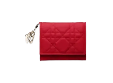 Dior Cannage Lambskin Lotus Wallet "Red"