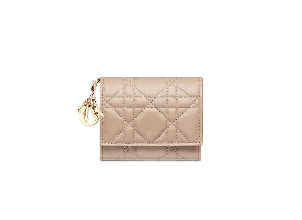 Dior Lady Dior Lotus Wallet Cannage Lambskin "Hazelnut"