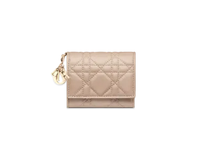 Dior Lady Dior Lotus Wallet Cannage Lambskin "Hazelnut"
