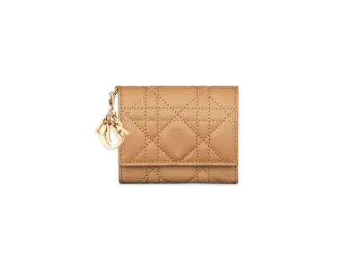 Dior Lady Dior Lotus Wallet Cannage Lambskin "Medium Tan"