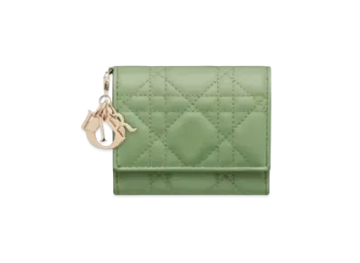 Dior Lady Dior Lotus Wallet Cannage Lambskin "Dark Mint"