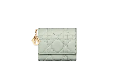 Dior Lady Dior Lotus Wallet Cannage Lambskin "Pistachio Green"