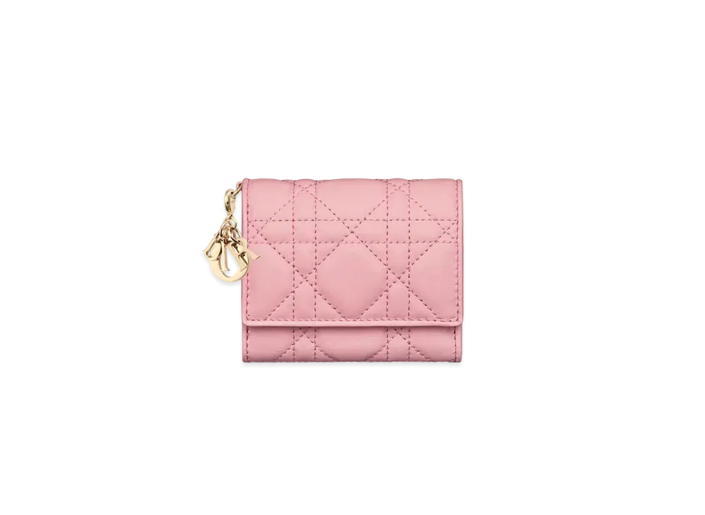 Dior Lady Dior Lotus Wallet Cannage Lambskin Japan Exclusive "Antique Pink"