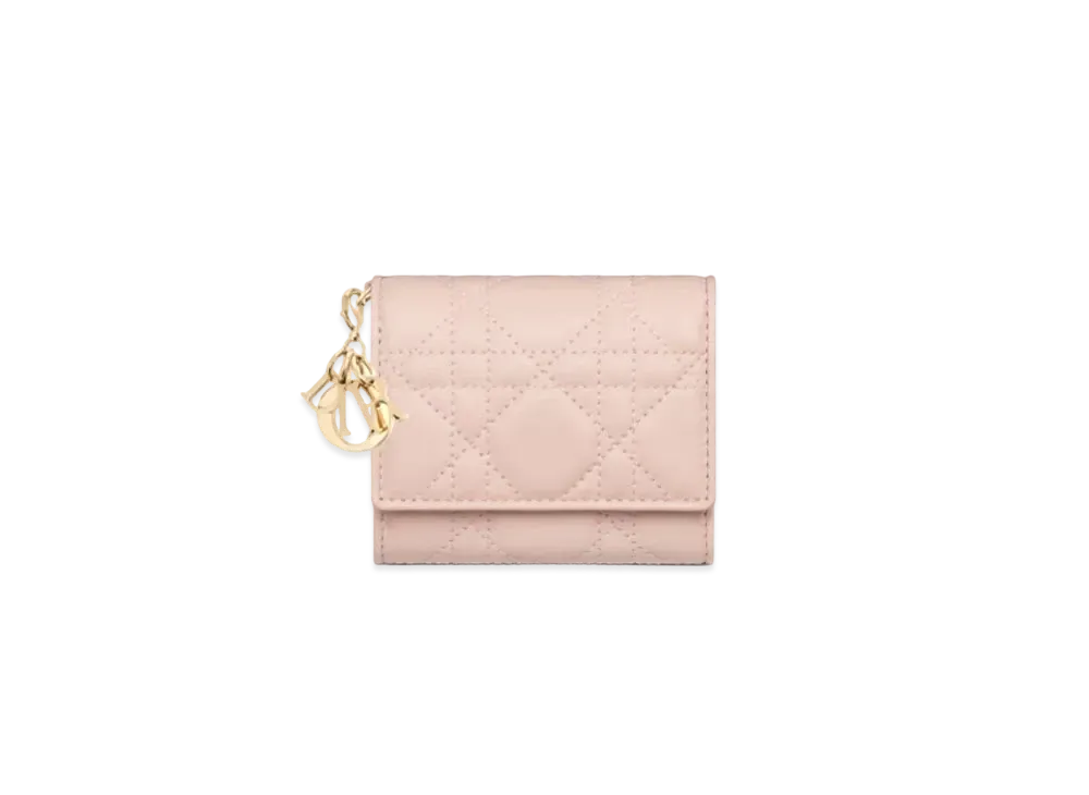 Dior Lady Dior Lotus Wallet Cannage Lambskin Japan Exclusive "Powder Pink"