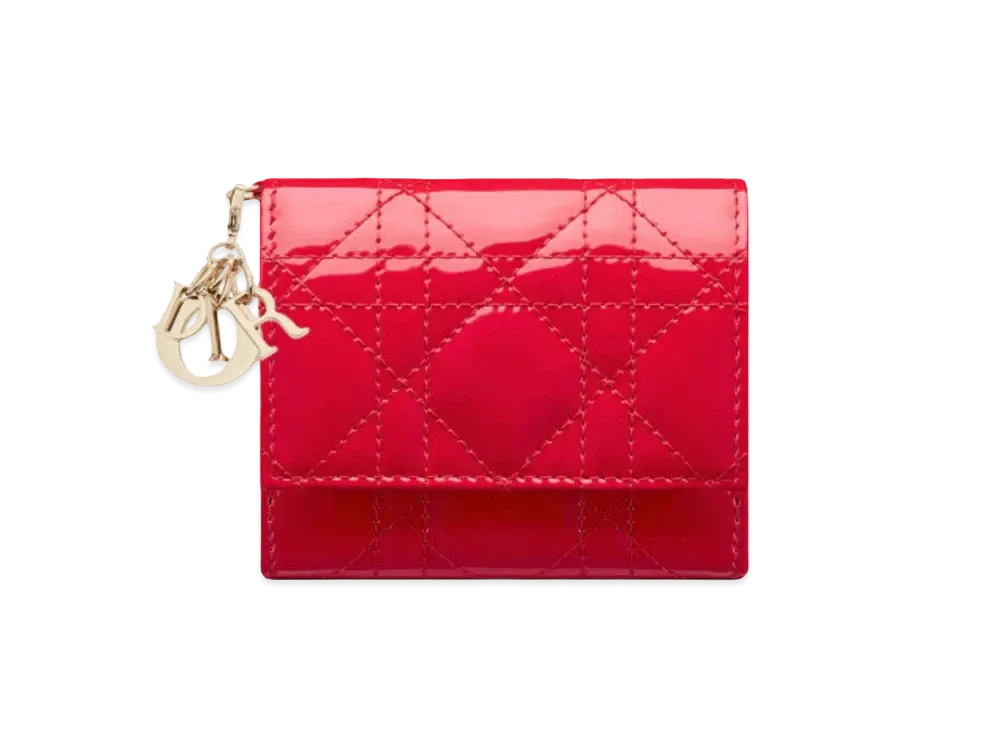Dior Lady Dior Lotus Wallet "Raspberry"