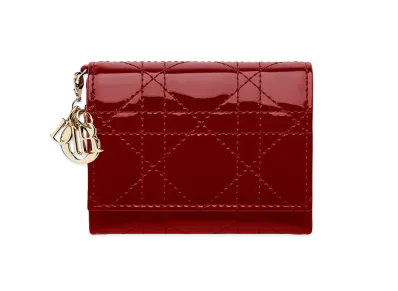Dior Lady Dior Lotus Wallet "Cherry Red"