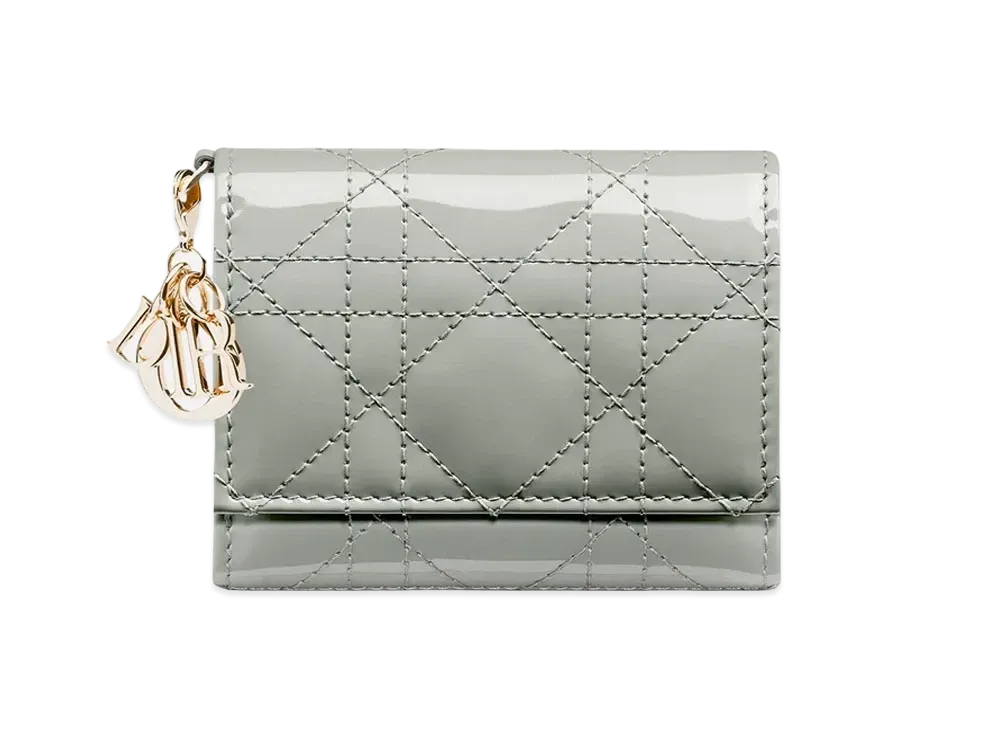 Dior Lady Dior Lotus Wallet "Gray"