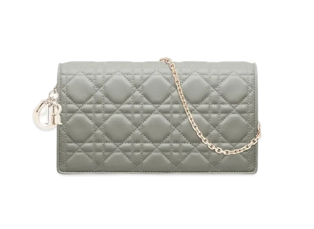 Dior Lady Pouch Cannage Lambskin "Stone Gray"