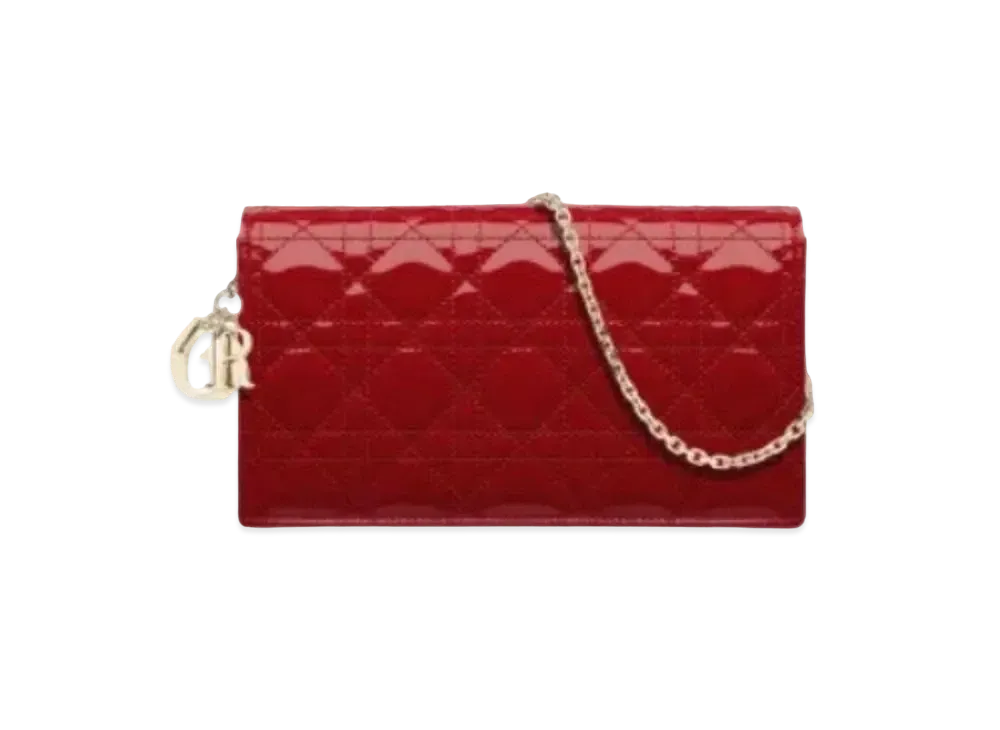 Dior Patent Curfskin Rectangle Wallet "Red"