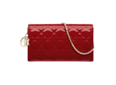 Dior Patent Curfskin Rectangle Wallet "Red"
