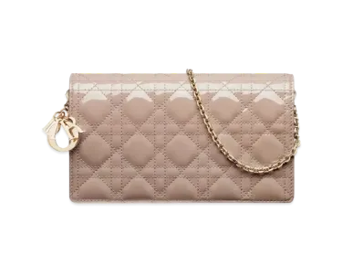Dior Lady Pouch Patent Cannage Calfskin "Hazelnut"