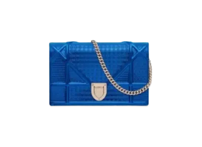Dior Microcanage Mini Cannage Calf Skin Wallet "Blue"