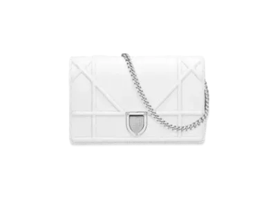 Dior Grain Calfskin Wallet Chain "White"