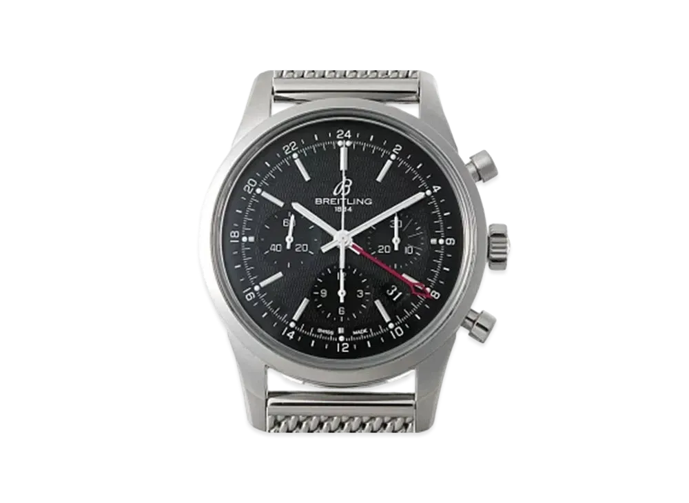 Breitling Transocean Chronograph GMT World Exclusive 2000 "Black/Stainless Steel"