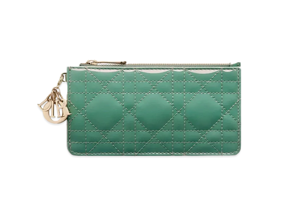 Dior Small Lady Dior Zipped Card Holder "Green"