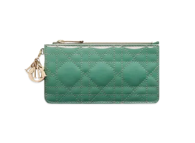 Dior Small Lady Dior Zipped Card Holder "Green"