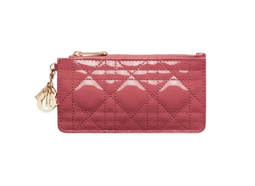 Dior Small Lady Dior Zipped Card Holder "Pink"
