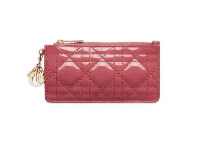 Dior Small Lady Dior Zipped Card Holder "Pink"