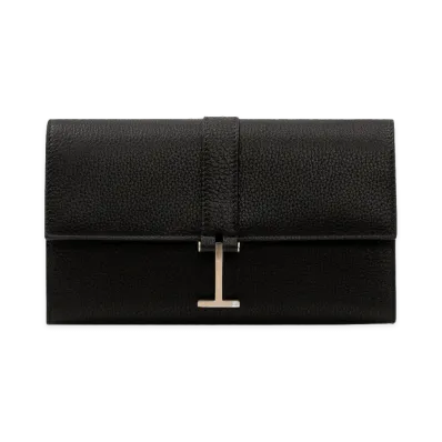 TOM FORD Women's Portafoglio Small Leather Goods Con Tracolla "Black"