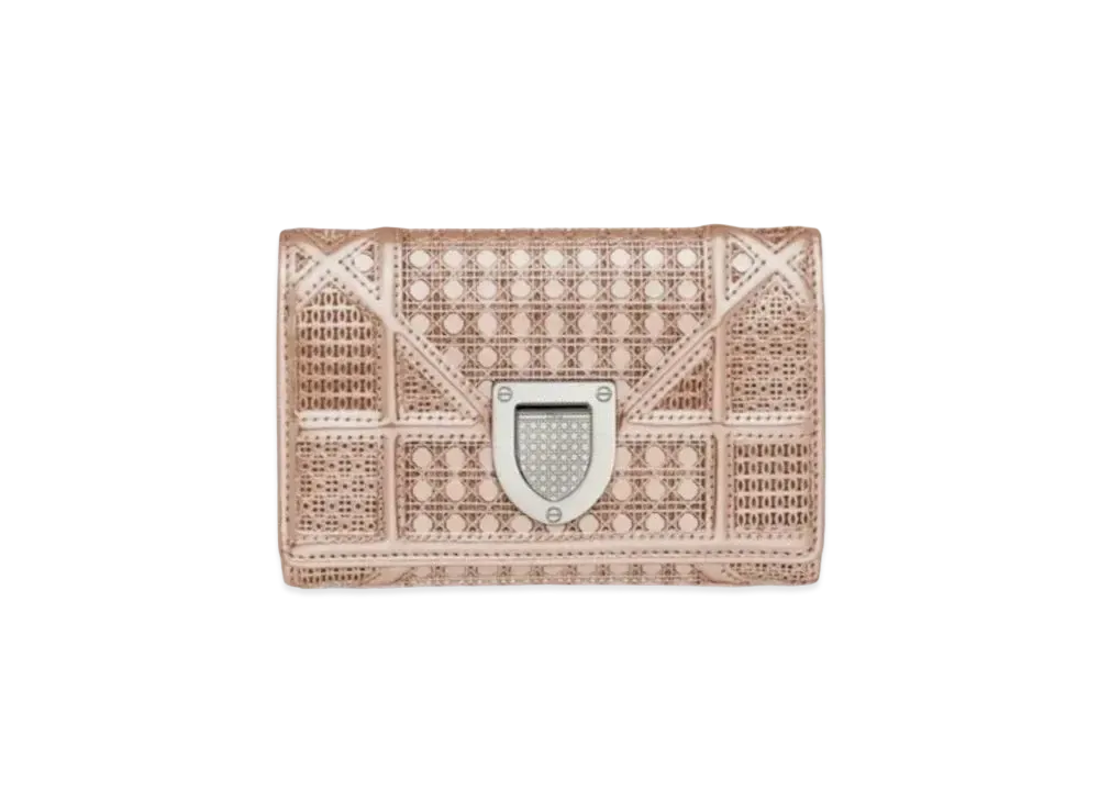 Dior Cannage Pattern Mini Wallet "Pink Gold"