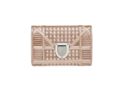 Dior Cannage Pattern Mini Wallet "Pink Gold"