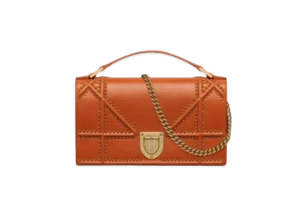 Dior Cannage Pattern Lambskin Wallet "Orange"