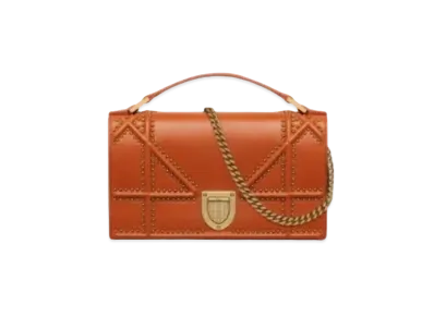 Dior Cannage Pattern Lambskin Wallet "Orange"