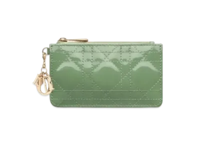 Dior Zipper Card Holder "Dark Mint"