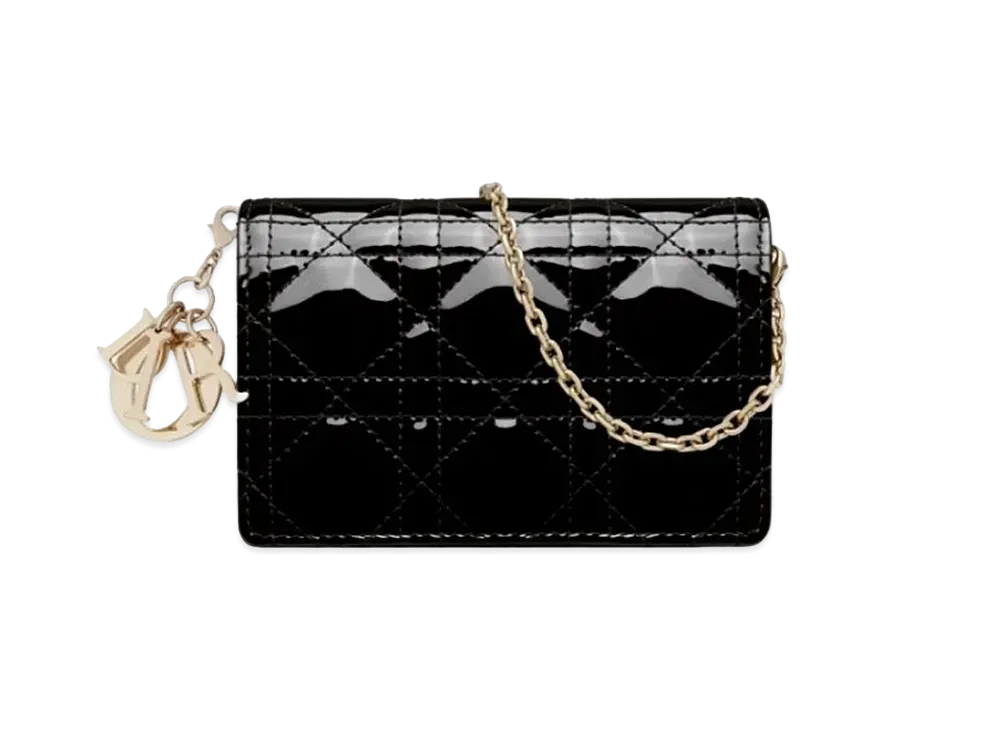 Dior Lady Nano Pouch Patent Cannage Calfskin "Black"