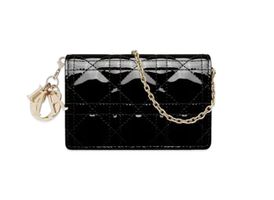 Dior Lady Nano Pouch Patent Cannage Calfskin "Black"