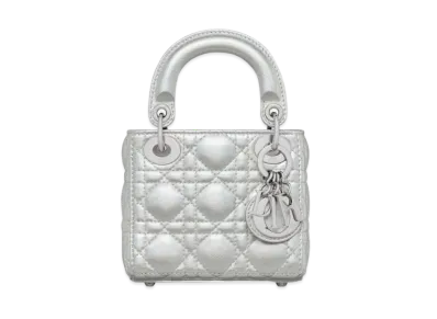 Dior Lady Dior Micro Bag Iridescent Cannage Lambskin "Metallic Silver"