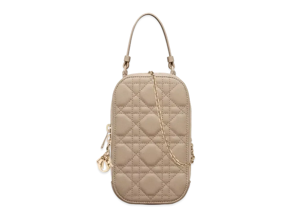 Dior Lady Phone Holder Cannage Lambskin "Sand"