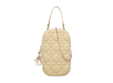 Dior Lady Phone Holder Cannage Lambskin "Pale Yellow"