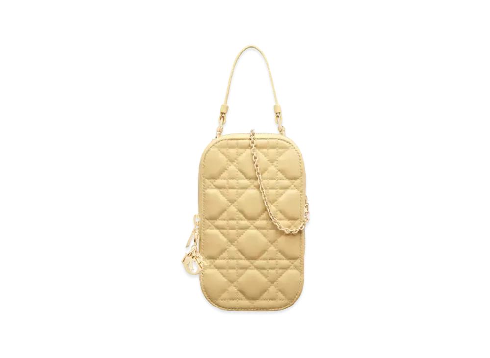 Dior Lady Dior Phone Holder Cannage Lambskin Japan Exclusive "Pastel Yellow"