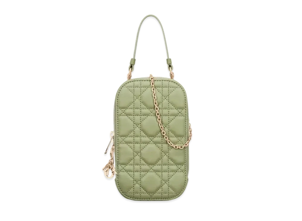 Dior Lady Phone Holder Cannage Lambskin "Ethereal Green"