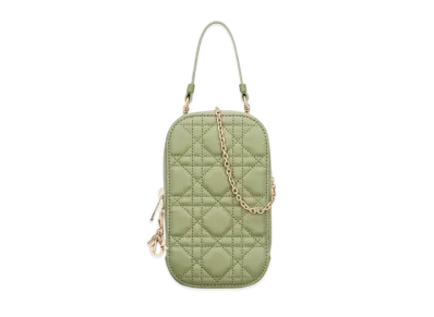 Dior Lady Phone Holder Cannage Lambskin "Ethereal Green"
